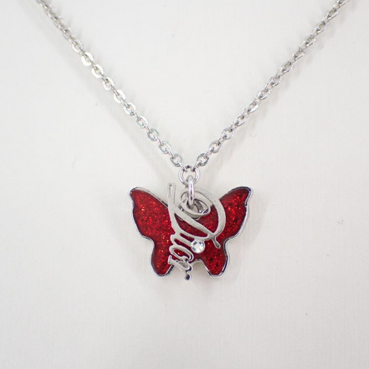 D Butterfly letter necklace