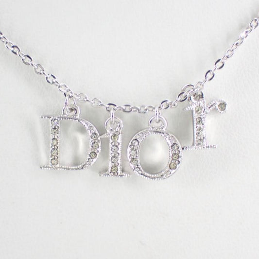 D Rhinestone logo necklace