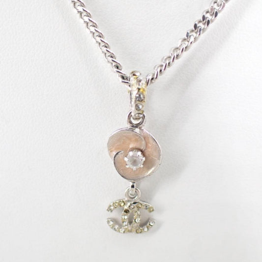 Pink camellia logo pendant necklace