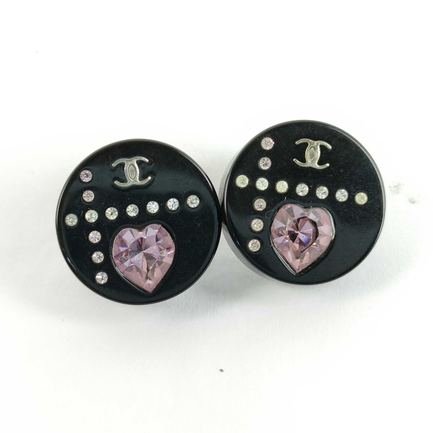 Heart-shaped pink diamond acrylic earrings