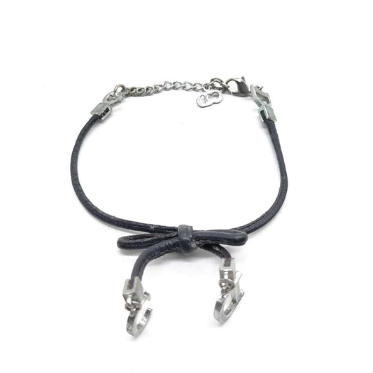 Leather bow bracelet