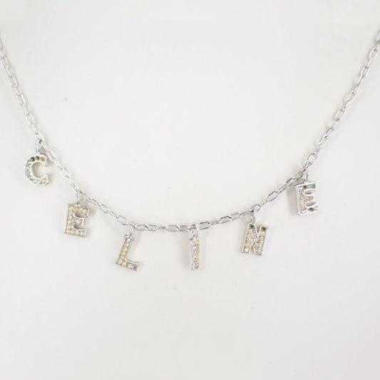 C Silver letter rhinestone necklace