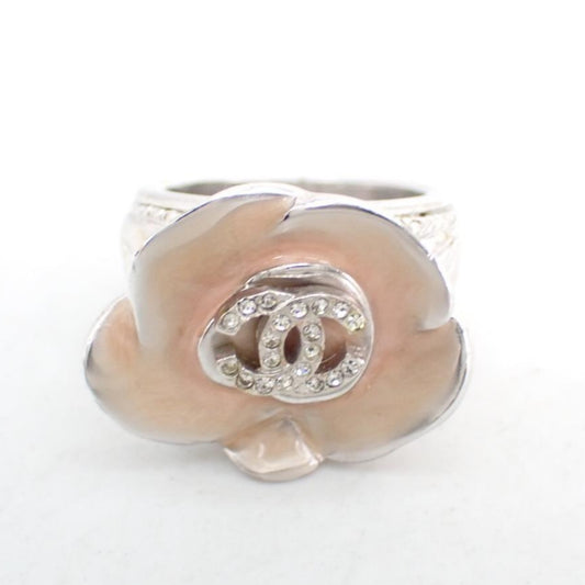 C Camellia rhinestone ring