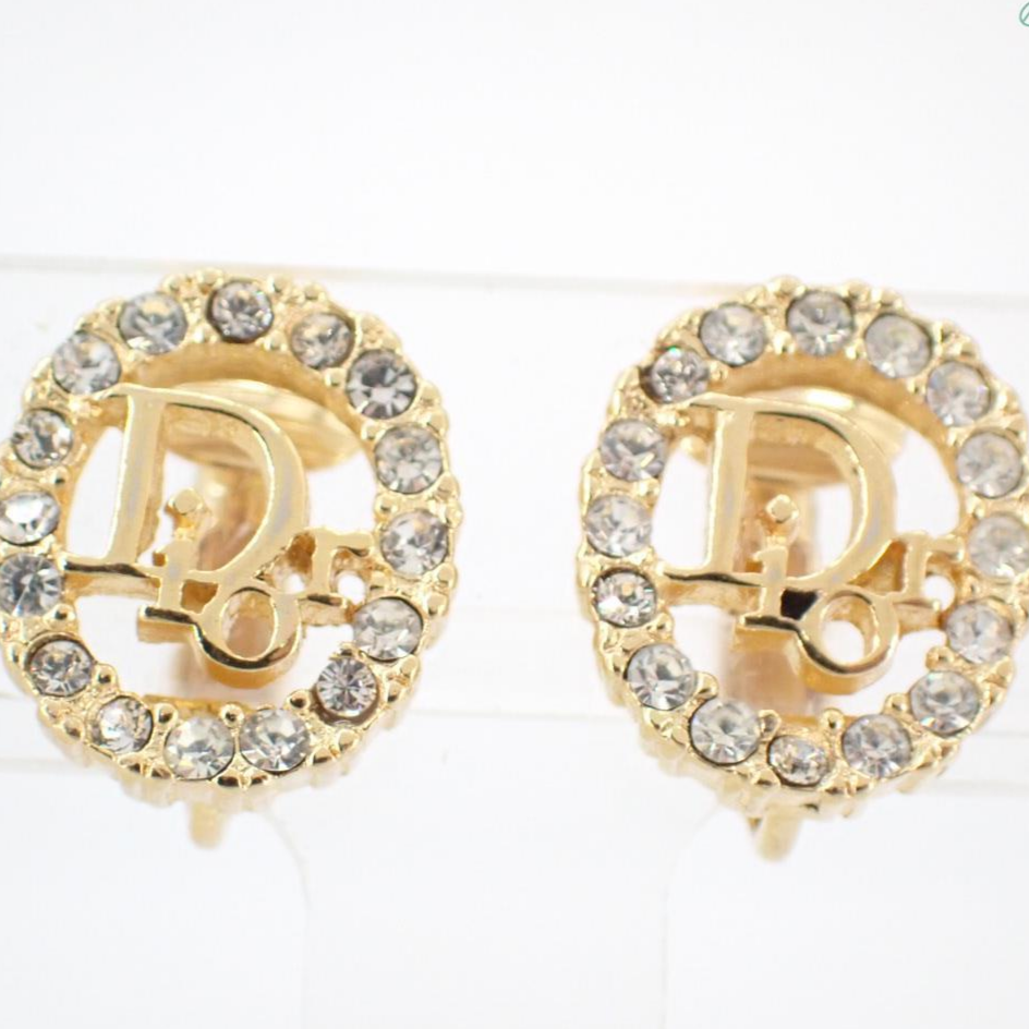 D Rhinestone CD round earrings