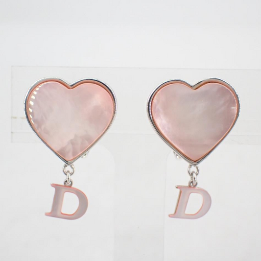 D Pink Heart Earrings