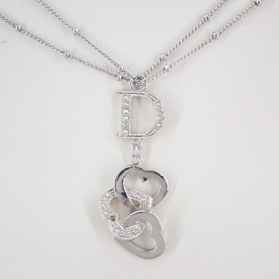 D Double chain heart necklace