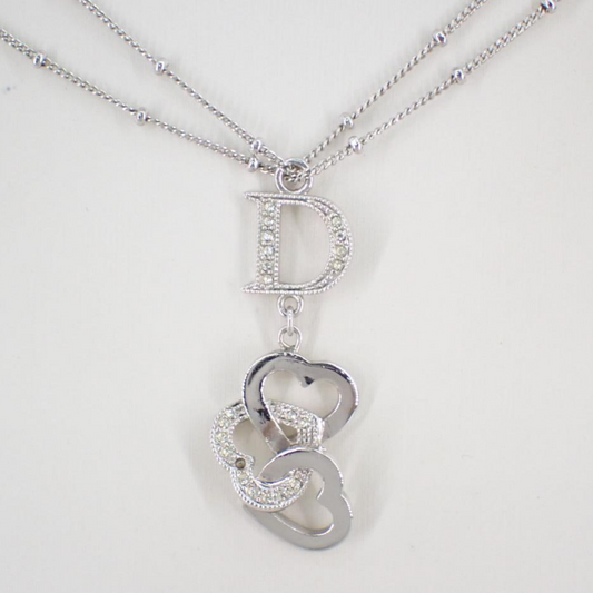 D Double chain heart necklace