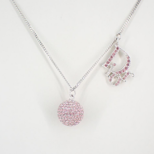 D Pink ball logo necklace