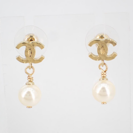 C Double C Pearl Drop Earrings