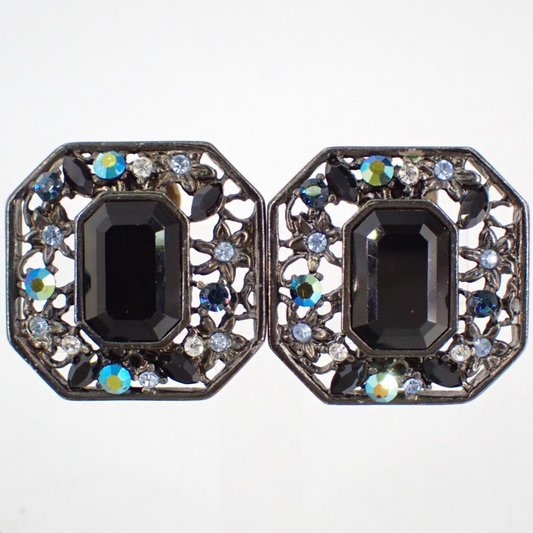 G Fantasy coated black crystal ear clips